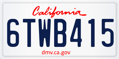 CA license plate 6TWB415