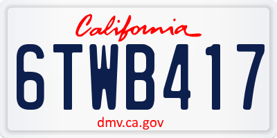 CA license plate 6TWB417