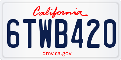 CA license plate 6TWB420