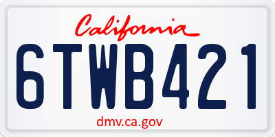 CA license plate 6TWB421