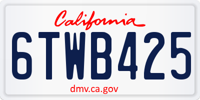 CA license plate 6TWB425