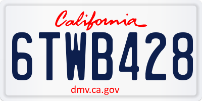 CA license plate 6TWB428