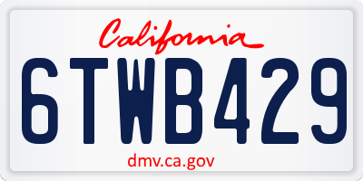 CA license plate 6TWB429
