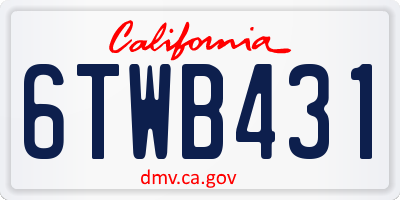 CA license plate 6TWB431