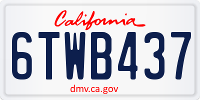 CA license plate 6TWB437