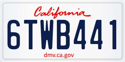 CA license plate 6TWB441