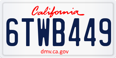 CA license plate 6TWB449