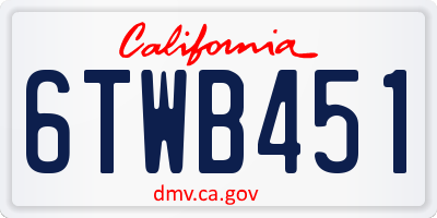 CA license plate 6TWB451