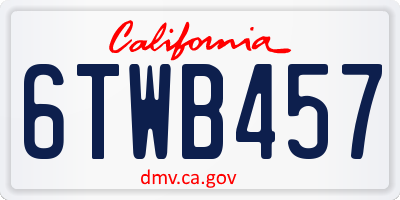 CA license plate 6TWB457