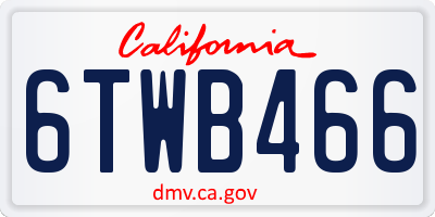 CA license plate 6TWB466