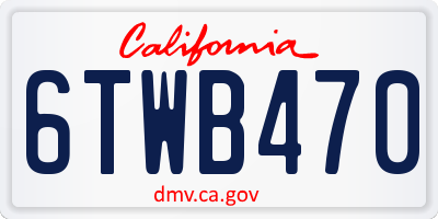 CA license plate 6TWB470