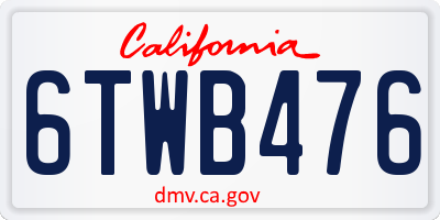 CA license plate 6TWB476