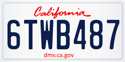 CA license plate 6TWB487