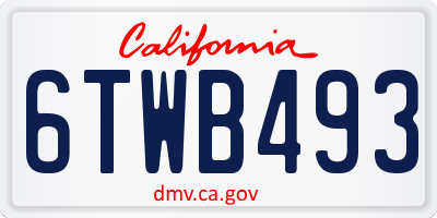 CA license plate 6TWB493