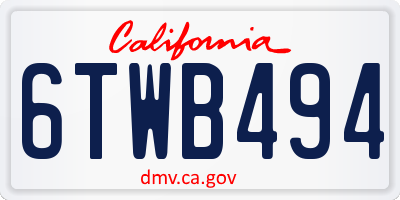CA license plate 6TWB494