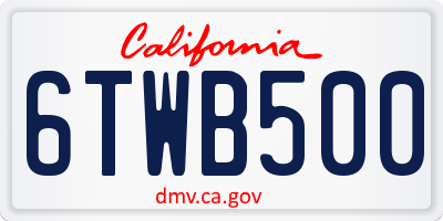 CA license plate 6TWB500