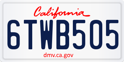CA license plate 6TWB505