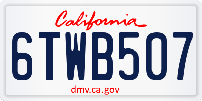 CA license plate 6TWB507