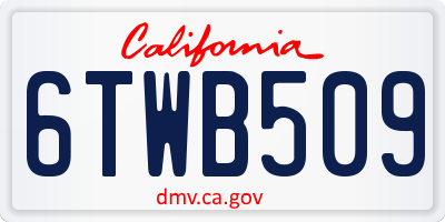 CA license plate 6TWB509