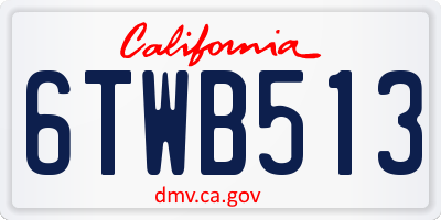 CA license plate 6TWB513