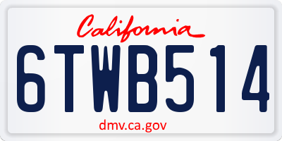 CA license plate 6TWB514