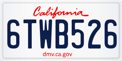 CA license plate 6TWB526