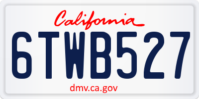CA license plate 6TWB527