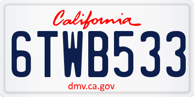 CA license plate 6TWB533
