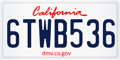 CA license plate 6TWB536