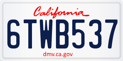 CA license plate 6TWB537