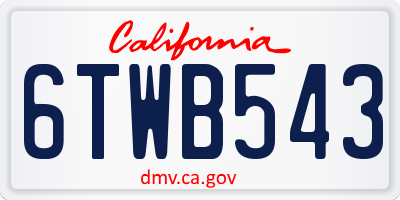 CA license plate 6TWB543