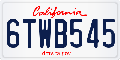 CA license plate 6TWB545