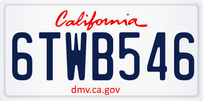 CA license plate 6TWB546