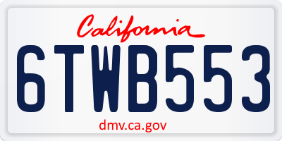 CA license plate 6TWB553