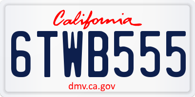 CA license plate 6TWB555