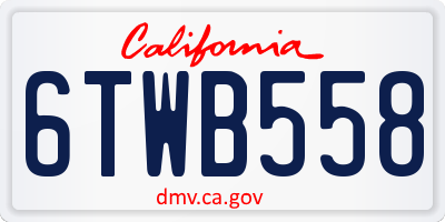 CA license plate 6TWB558