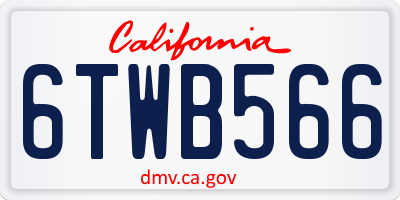 CA license plate 6TWB566