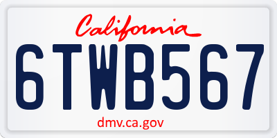 CA license plate 6TWB567