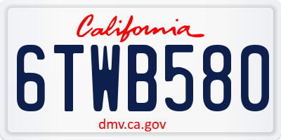 CA license plate 6TWB580