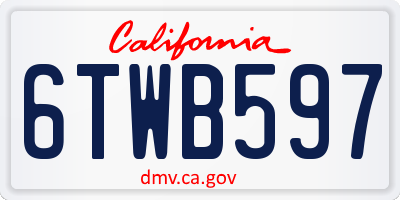 CA license plate 6TWB597