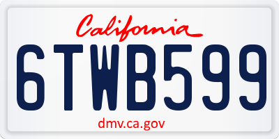 CA license plate 6TWB599
