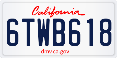 CA license plate 6TWB618