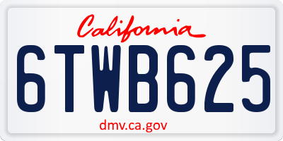 CA license plate 6TWB625