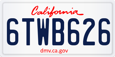 CA license plate 6TWB626