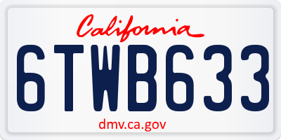 CA license plate 6TWB633