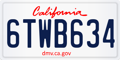 CA license plate 6TWB634