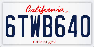 CA license plate 6TWB640