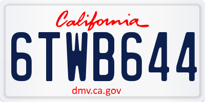 CA license plate 6TWB644