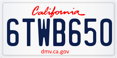 CA license plate 6TWB650