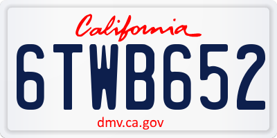 CA license plate 6TWB652